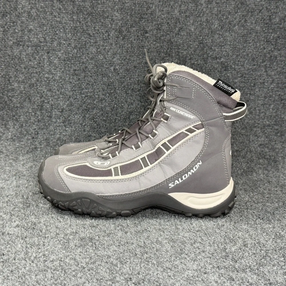 Salomon Winter Hiking Boots Men's 8.5‎ Grey Waterproof Thinsulate Insulated Snow